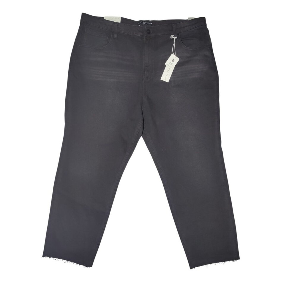 Sanctuary Good Vibes High-Rise Straight Black Jeans‎ Raw Hem 18W NWT